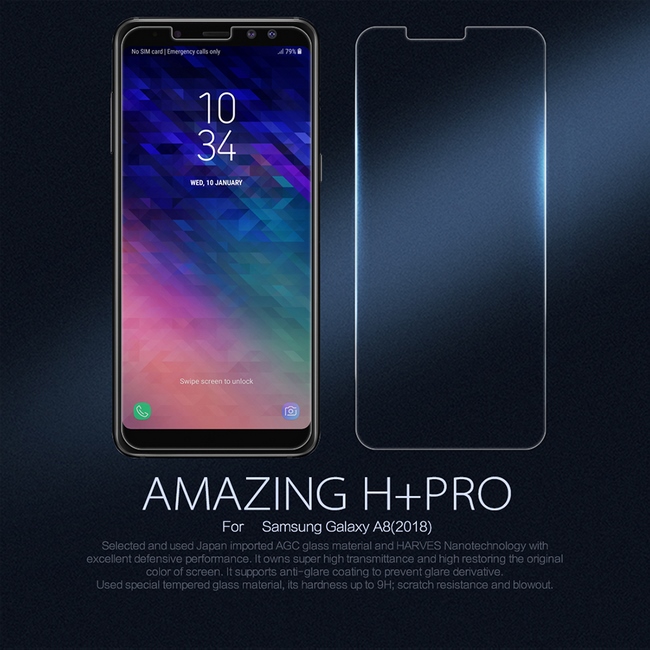 KÃ­nh cÆ°á»ng lá»±c Galaxy A8 Plus hiá»u Nillkin H+ Pro