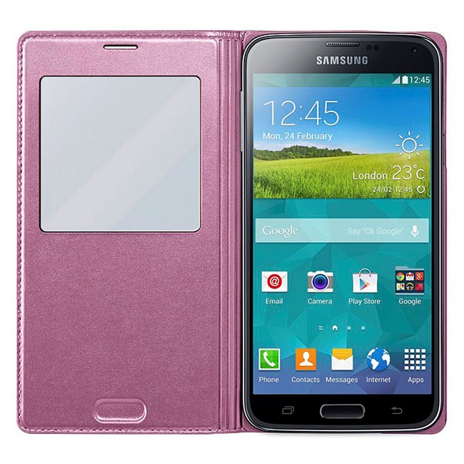 Bao da Galaxy S5 S View cover chính hãng - Pink
