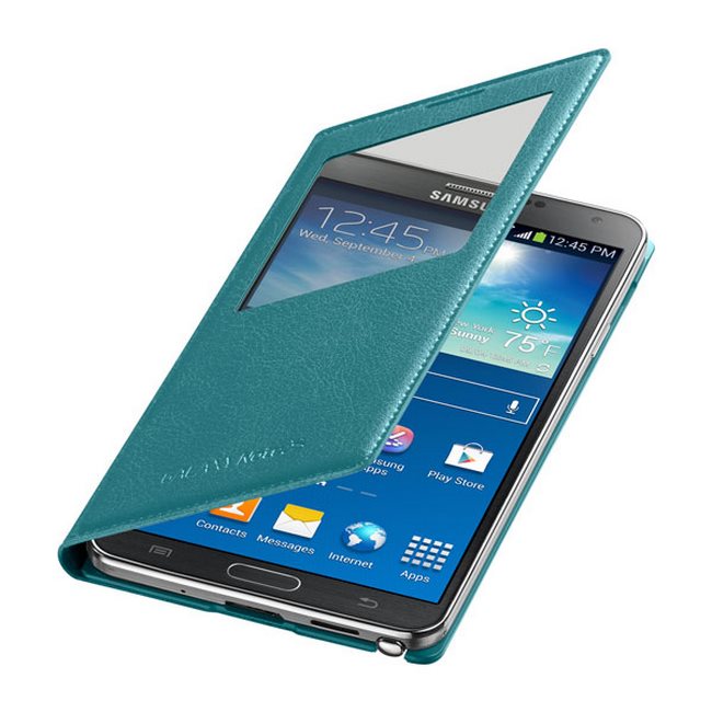 Bao da S View cover chính hãng cho Galaxy Note 3 màu xanh bạc hà: