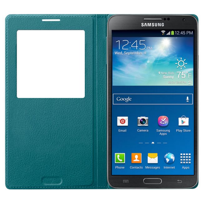 Bao da S View cover chính hãng cho Galaxy Note 3 màu xanh bạc hà