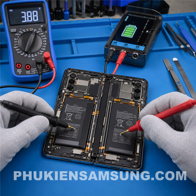 Kiểm tra bộ 2 pin Galaxy Fold 8