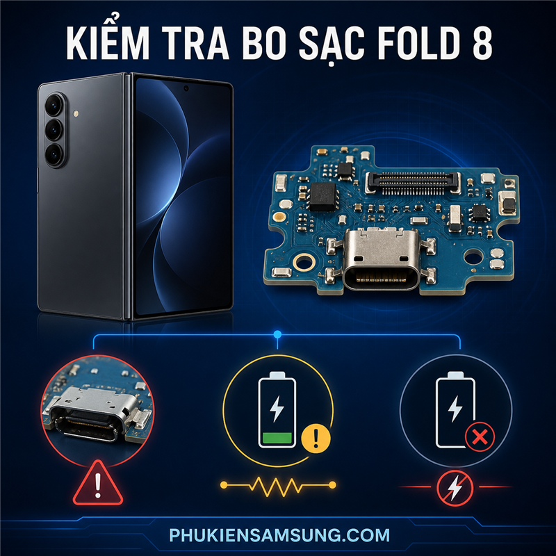 Kiểm tra bo sạc Galaxy Fold 8