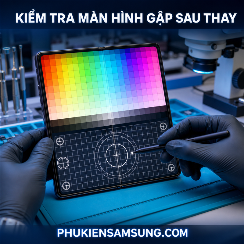 Kiểm tra màn hình gập Galaxy Fold 8 sau thay