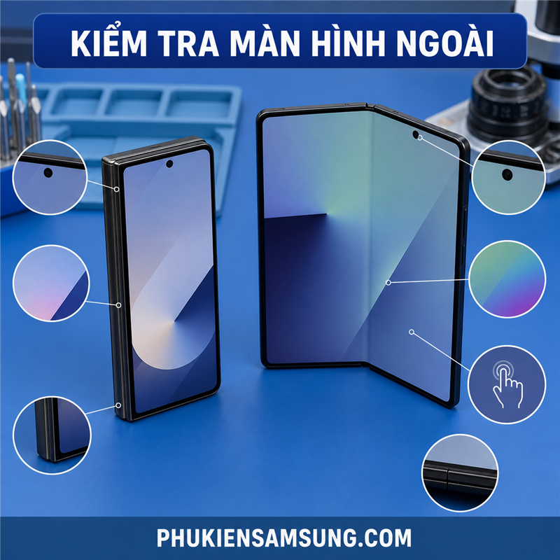 Kiểm tra màn hình ngoài Fold 8 Ultra sau khi thay