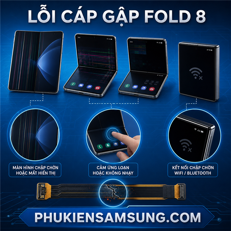 Dấu hiệu lỗi cáp gập Samsung Galaxy Fold 8