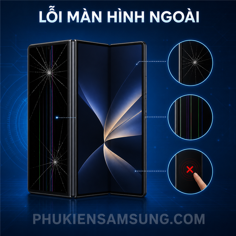 Dấu hiệu lỗi màn hình ngoài Galaxy Fold 8 Ultra