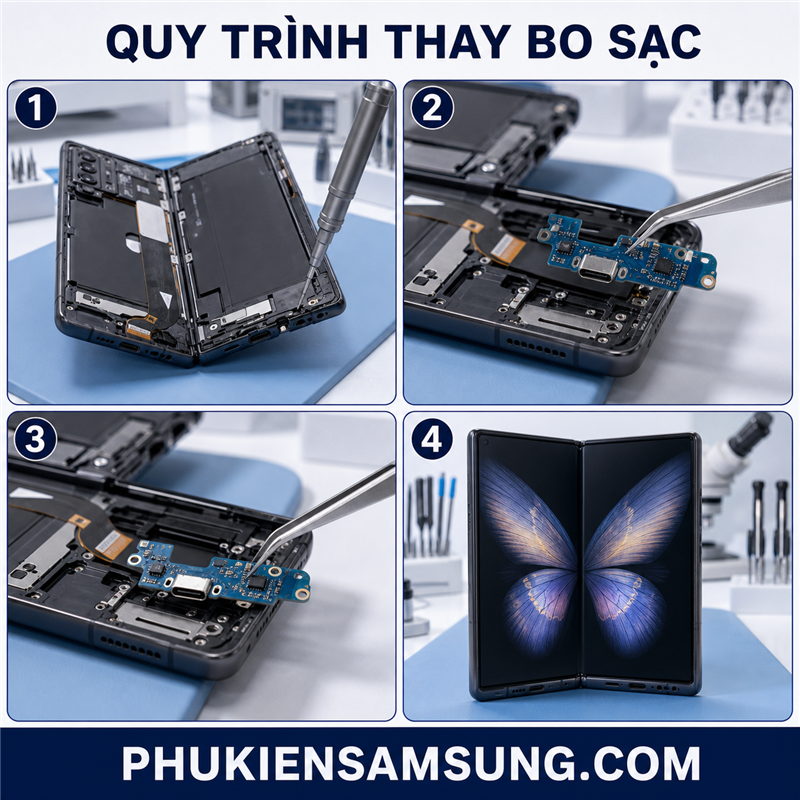 Quy trình thay bo sạc Galaxy Fold 8 Ultra