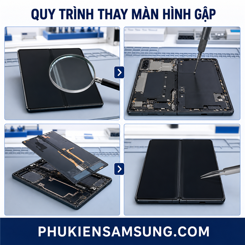 Quy trình thay màn hình gập Fold 8 Ultra