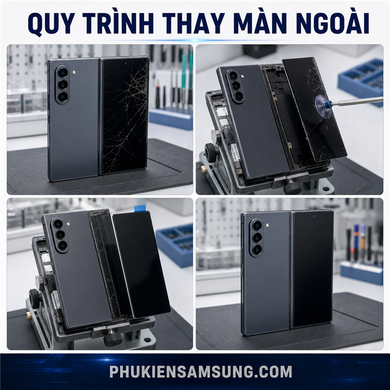 Quy trình thay màn hình ngoài Galaxy Fold 8 Ultra