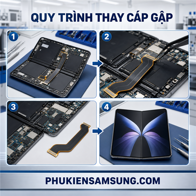 Quy trình thay cáp gập Galaxy Fold 8