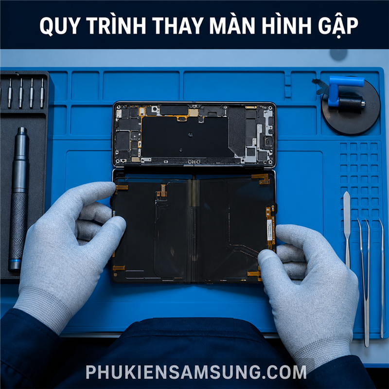 Quy trình thay màn hình gập Galaxy Fold 8