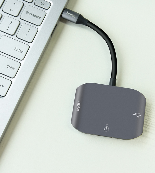 Cáp chuyển từ USB type C sang HDMI + USB 3.0 + USB 2.0 hiệu Hoco 