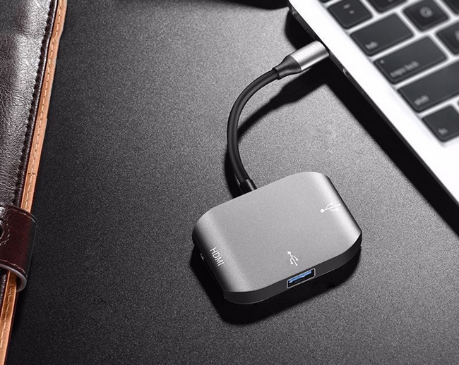 Cáp chuyển từ USB type C sang HDMI + USB 3.0 + USB 2.0 hiệu Hoco 