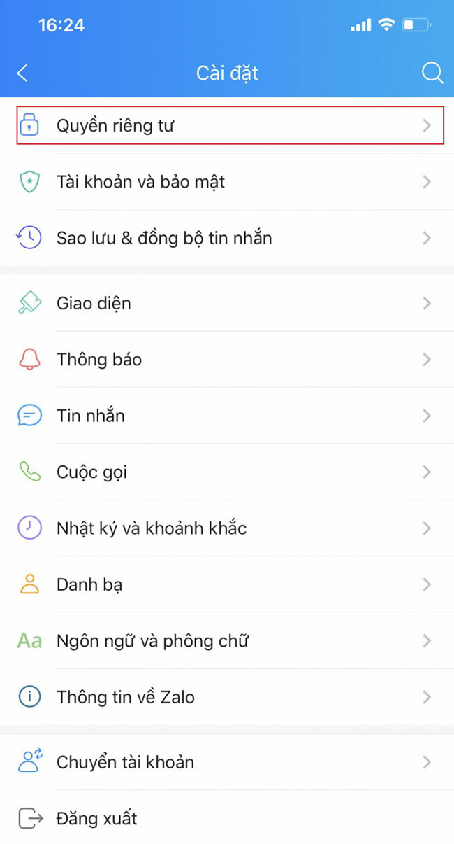 Cách tắt trạng thái đã xem tin nhắn trên zalo 