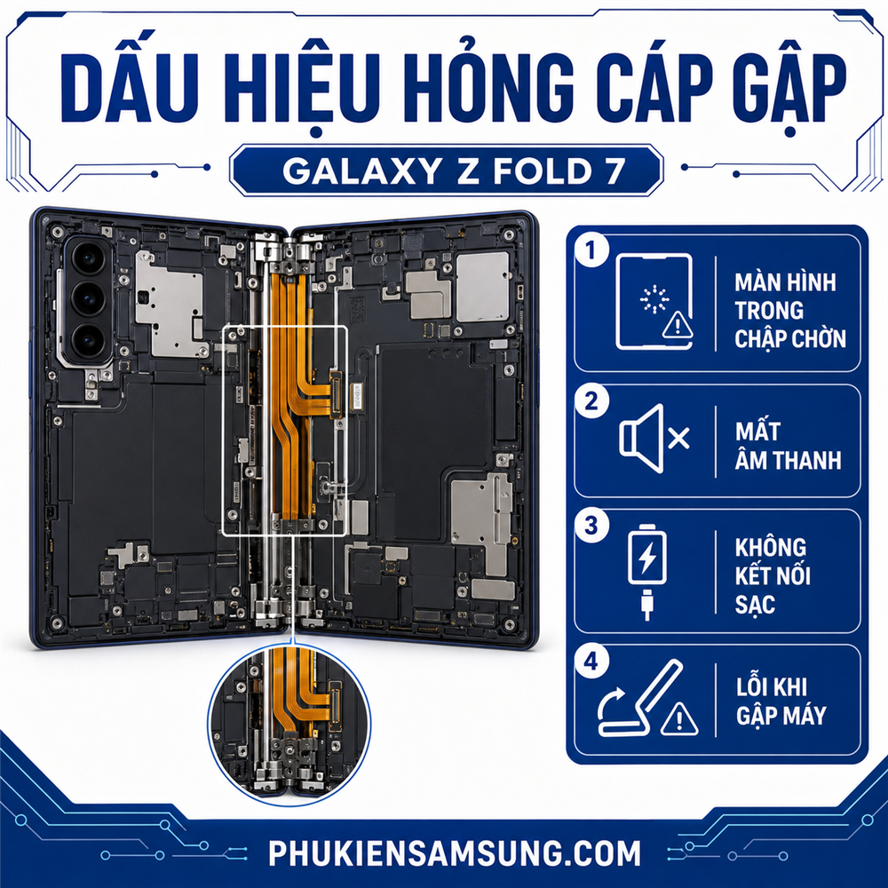 Dấu hiệu hỏng cáp gập Galaxy Z Fold 7