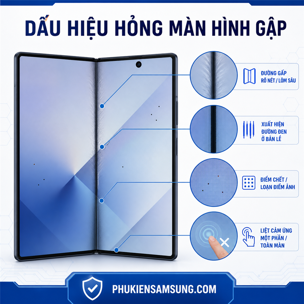 Dấu hiệu hỏng màn hình gập Galaxy Z Fold 7