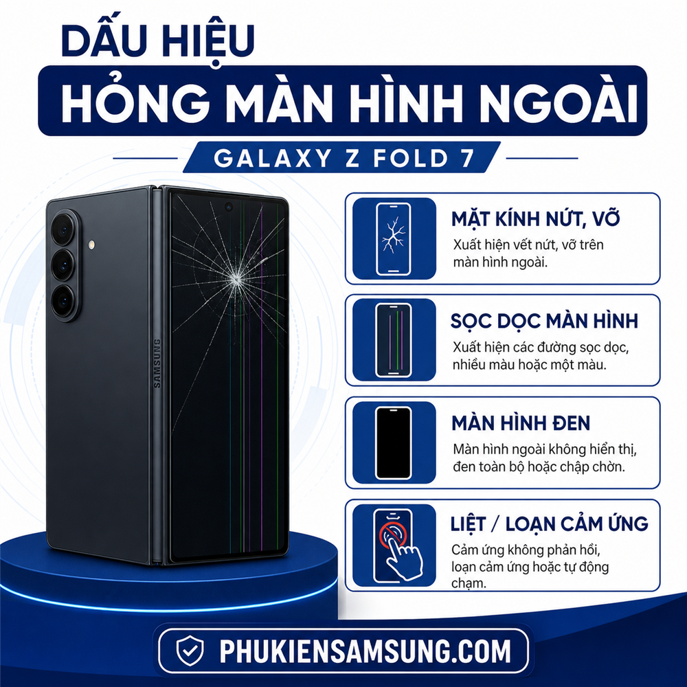 Dấu hiệu hỏng màn hình ngoài Galaxy Z Fold 7
