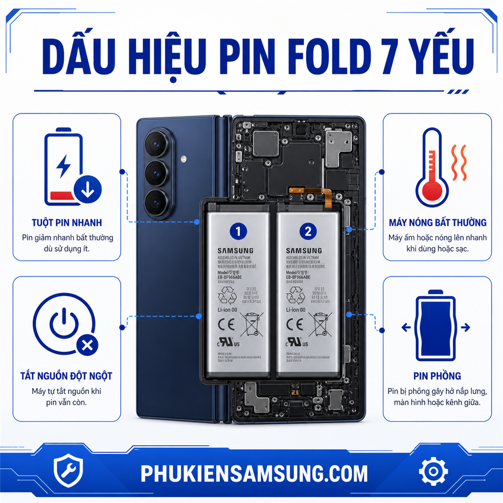 Dấu hiệu pin Galaxy Z Fold 7 yếu