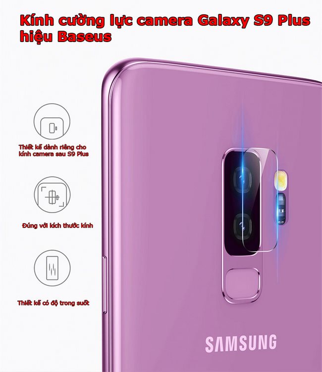 Kính cường lực camera sau Galaxy S9 Plus hiệu Basues