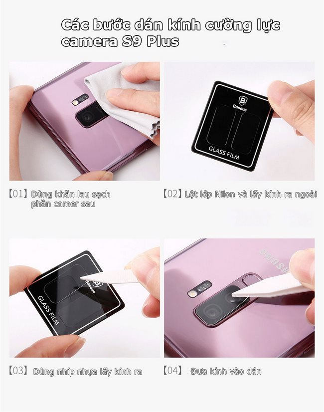  kính cường lực cho camera sau S9 Plus hiệu Basues