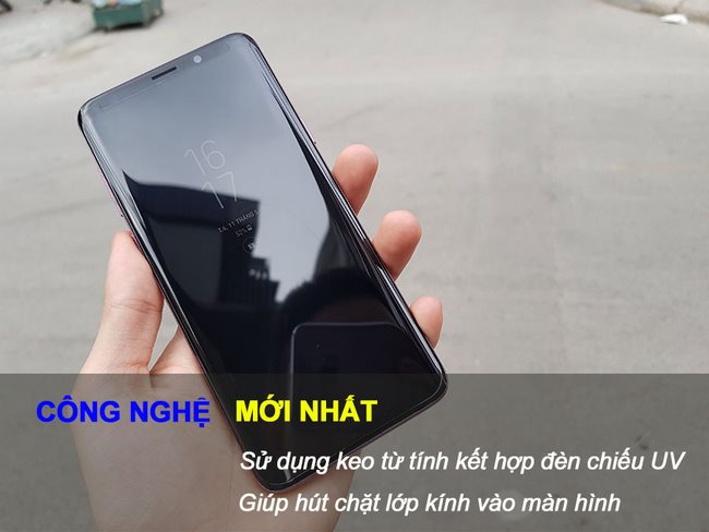 Kính cường lực FULL keo Galaxy S9 kết hợp UV hiệu Rockymile công nghệ mới nhất