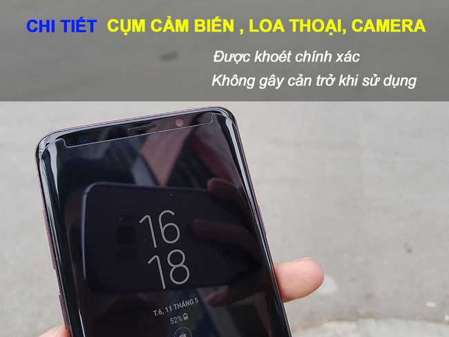 Kính cường lực full keo S9 Plus kết hợp đèn UV thiết kế chính xác đến từng chi tiết