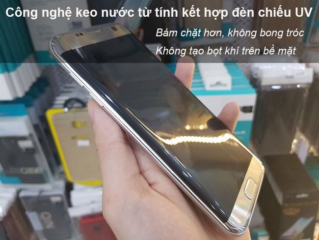 Kính cường lực full keo tia UV cho Galaxy S7 Edge Rockymile