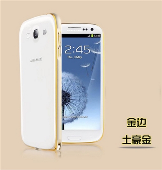 Ốp viền nhôm Galaxy S3 i9300 chỉ vàng bo tròn chém cạnh