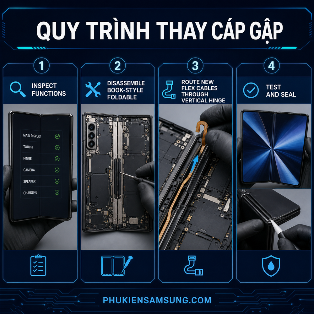 Quy trình thay cáp gập Galaxy Z Fold 7
