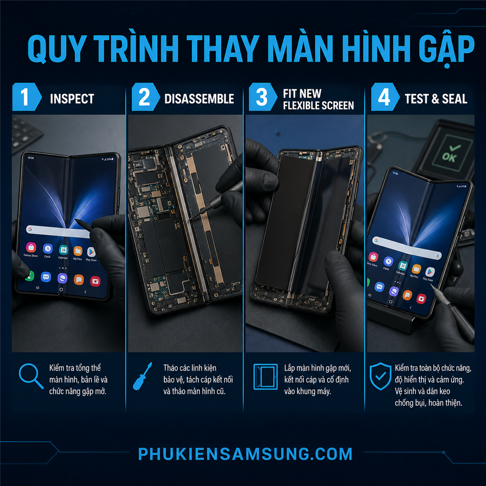 Quy trình thay màn hình gập Galaxy Z Fold 7