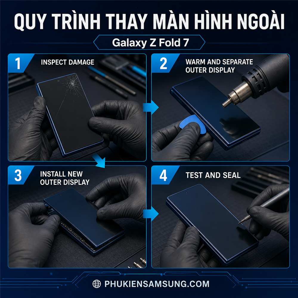 Quy trình thay màn hình ngoài Galaxy Z Fold 7