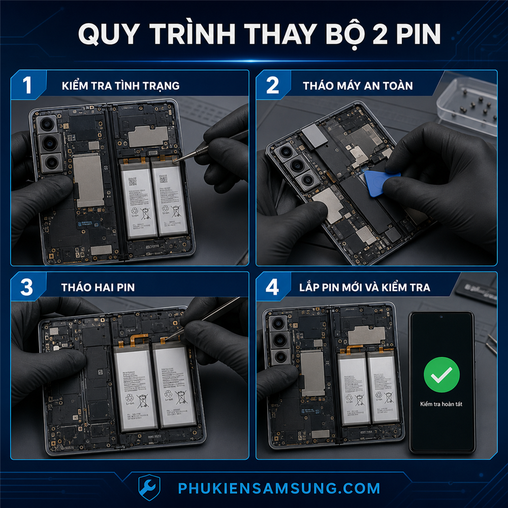 Quy trình thay bộ 2 pin Galaxy Z Fold 7