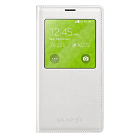 Bao da Galaxy S5 dạng S View kiêm sạc không dây màu trắng chấm bi