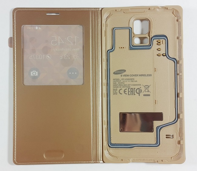 Bao da Galaxy S5 Sview chính hãng màu Gold
