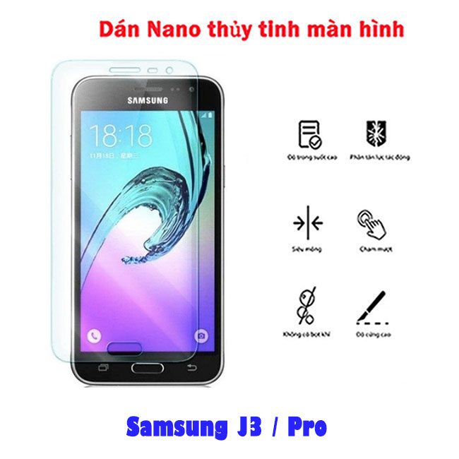 Dán full màn hình Samsung J3 / Pro Nano thủy tinh - dán trong suốt, chống nhìn trộm mỏng xịn giá rẻ