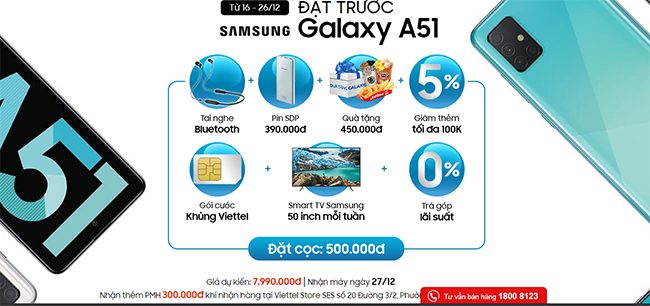 Đặt mua điện thoại Samsung Galaxy A51 ở đâu nhận quà khủng Đặt mua điện thoại Samsung Galaxy A51 ở đâu nhận quà khủng