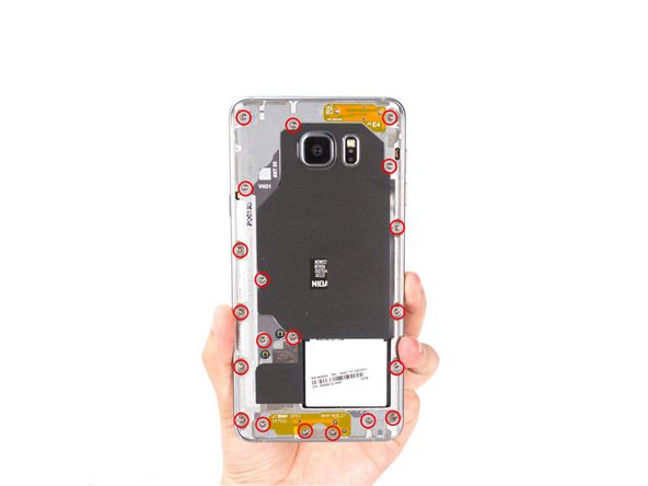 Tháo toàn bộ ốc trên mặt lưng Note 5 Tháo toàn bộ ốc trên mặt lưng Note 5