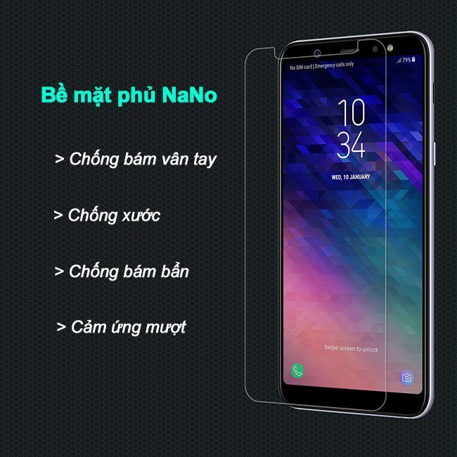 Bề mặt kính cường lực a6 Plus Nillkin phủ Nano Bề mặt kính cường lực a6 Plus Nillkin phủ Nano