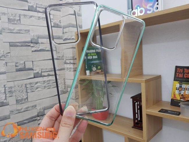 Ốp lưng Clear cover S20 Ultra đẹp  trong suốt viền màu