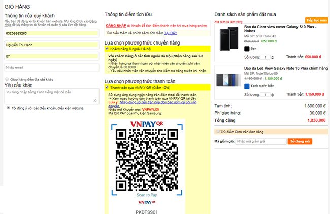cách thanh toán vn pay của phụ kiện Samsung cách thanh toán vn pay của phụ kiện Samsung