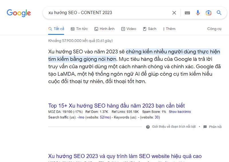 Xu hướng SEO - Đoạn trích nổi bật và kết quả không nhấp chuột
