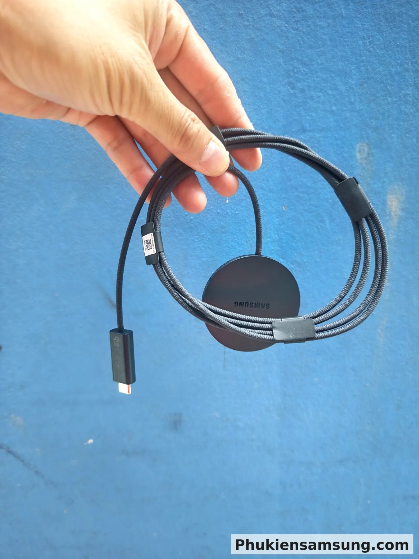 Sạc Không Dây Nam Châm Magnet Samsung 25W Qi2 - Xám Đậm - Đế sạc kèm cáp cuộn có tem QR