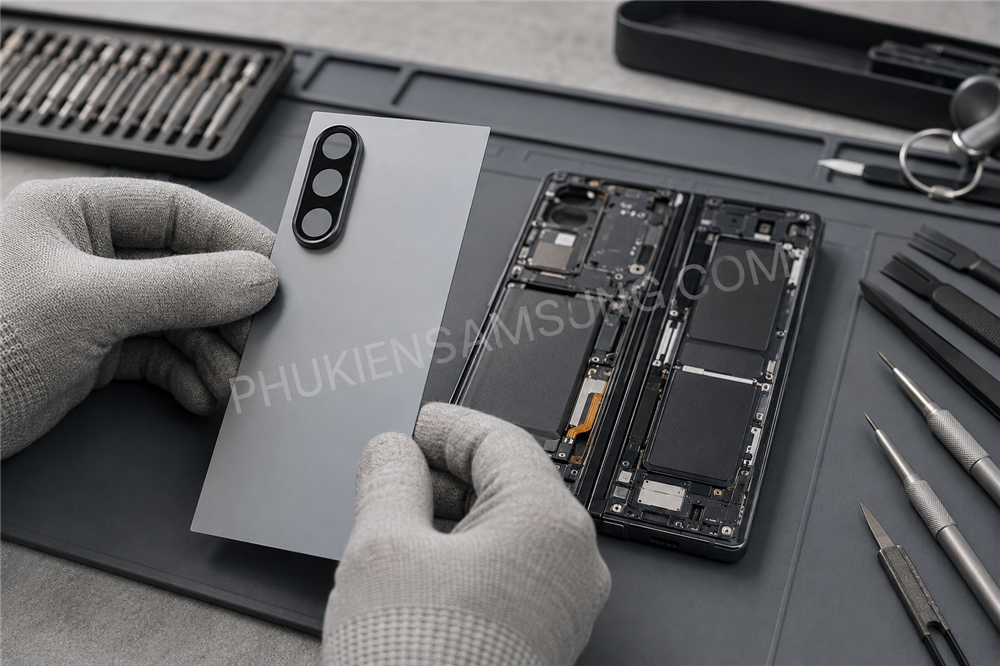 Kỹ thuật viên thay nắp lưng Samsung Galaxy Z Fold 7